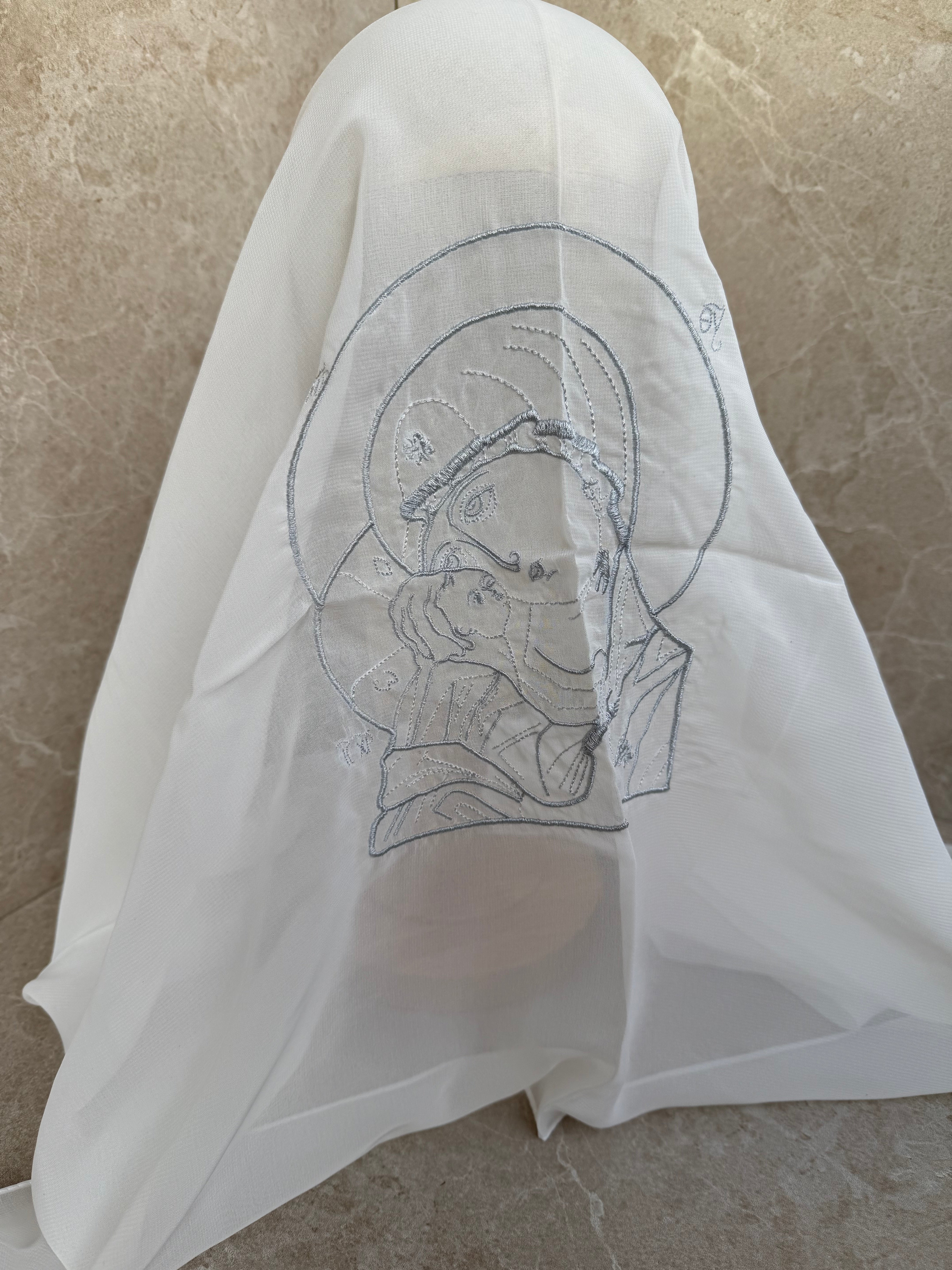 Christliches Kopftuch Ikone silber